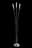09120084: Lampadaire avec ampoules halogenes,en acier brosse, tube en verre opale et sable